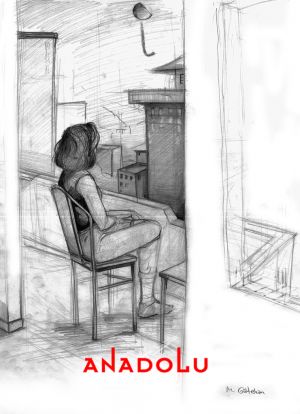 İmgesel Balkonda Oturan Kadın Çalışması Balıkesir