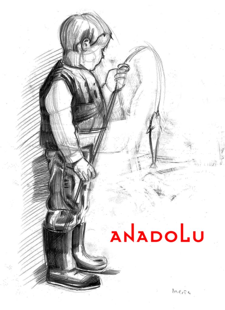 Karakalem Balık Tutan Çocuk Çalışması Balıkesir