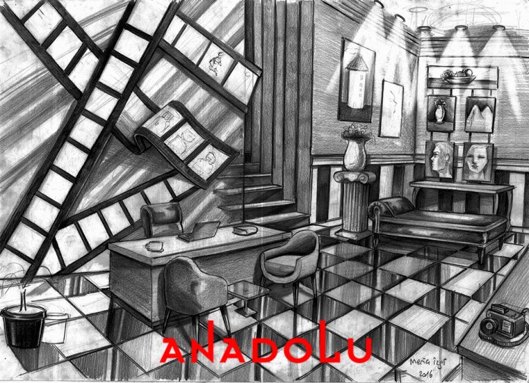 Karakalem Bir İş Yeri Çizim İmgesel Çalışması Balıkesir